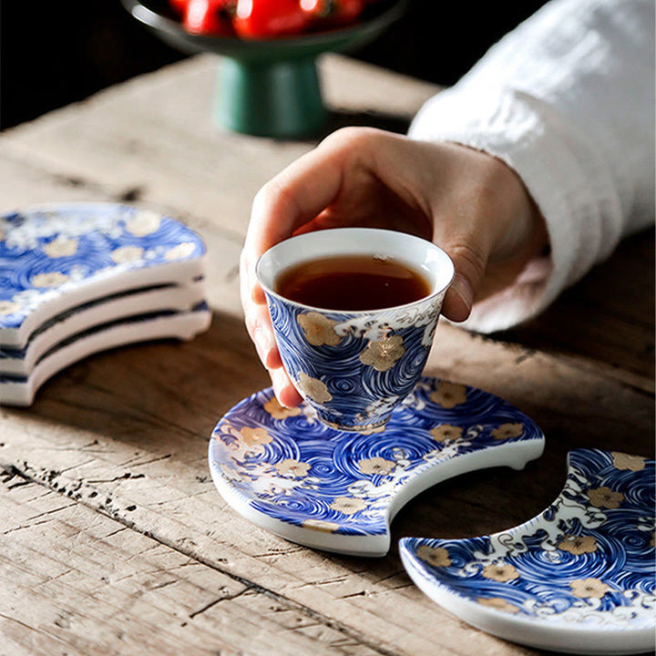 Buddha Stones Vintage Ocean Sea Waves Ceramic Teacup Tea Cups - image 4