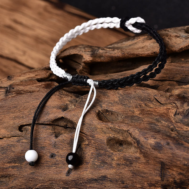 Buddha Stones Handmade Black White Rope Braided Healing Bracelet - image 3