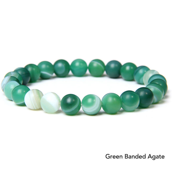 Natural Agate Stone Crystal Balance Beaded Bracelet - Green Banded Agate - image 7