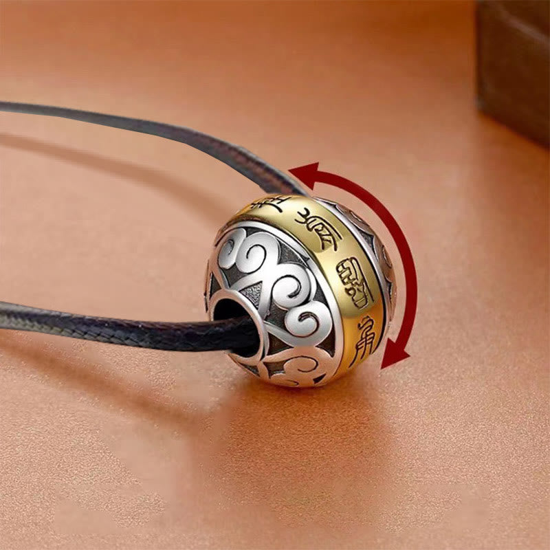 Buddha Stones Taoist Nine-Character Mantra Engraved Amulet Balance Necklace Rotatable Pendant - Nine-Character Mantra&Leather Rope - image 6