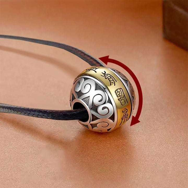 Buddha Stones Taoist Nine-Character Mantra Engraved Amulet Balance Necklace Rotatable Pendant - Nine-Character Mantra&Leather Rope - image 6