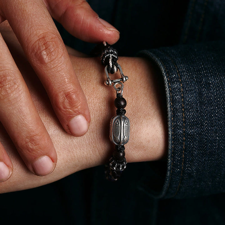 Buddha Stones 925 Sterling Silver Koi Fish Wealth Reincarnation Knot Braid String Bracelet - image 9