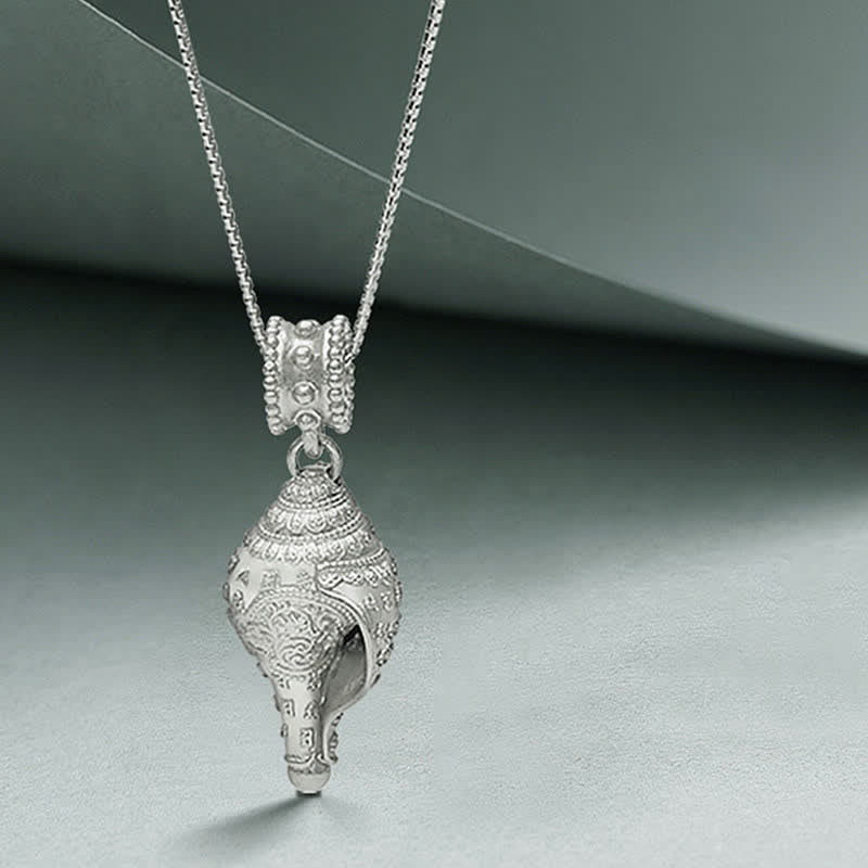 Buddha Stones 999 Sterling Silver Shankha Conch Shell Seashell Lucky Necklace Pendant - image 4
