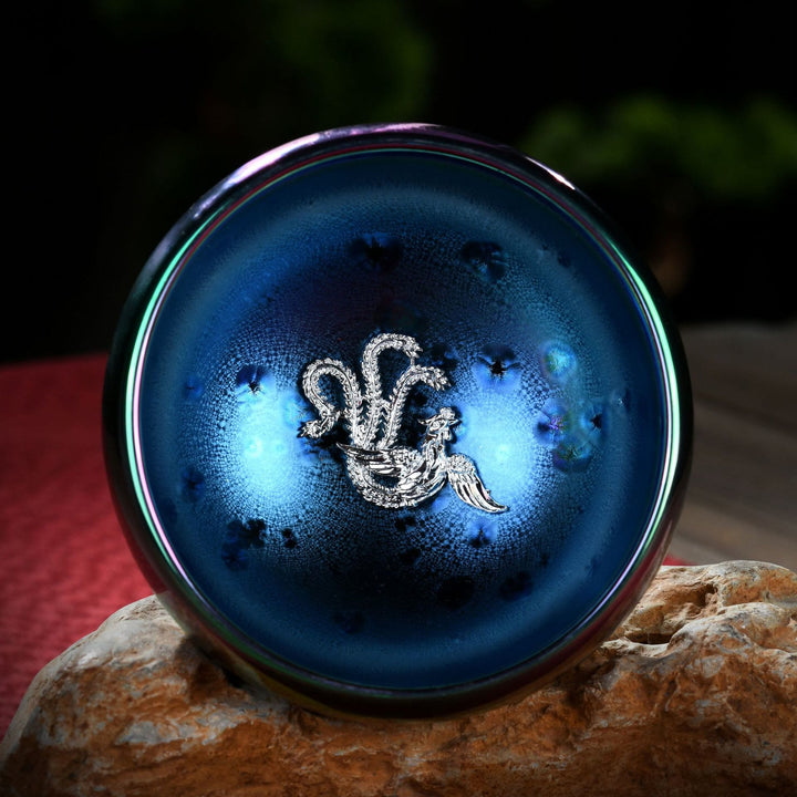 Buddha Stones Lotus Dragon Phoenix Koi Fish Peacock Chinese Jianzhan Inlaid Kiln Change Ceramic Teacup Kung Fu Tea Cup - Phoenix 8cm*6cm*150ml - image 6