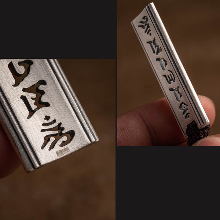 Buddha Stones 999 Sterling Silver Om Mani Padme Hum Engraved Lotus Wisdom Necklace Pendant - image 4