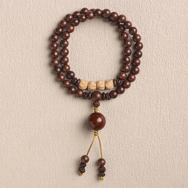 Buddha Stones Sandalwood Small Leaf Red Sandalwood Bodhi Seed Purification Double Wrap Bracelet - Sandalwood&Small Leaf Red Sandalwood - 6mm - image 8