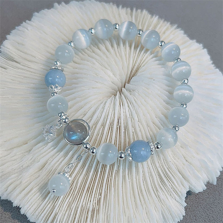 Buddha Stones Cat's Eye Moonstone Butterfly Star Charm Support Bracelet - image 11