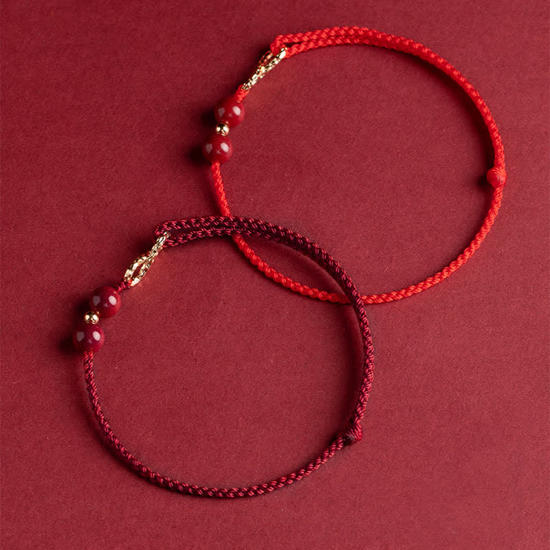 Buddha Stones Cinnabar Blessing Red String 14K Gold Infinity Symbol Bracelet Anklet - image 10