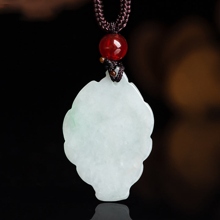 Buddha Stones Natural Jade Nine Tailed Fox Luck Prosperity Necklace Pendant - image 5