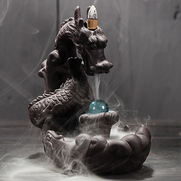 Buddha Stones Tibetan Dragon Protection Incense Burner Decoration - image 3