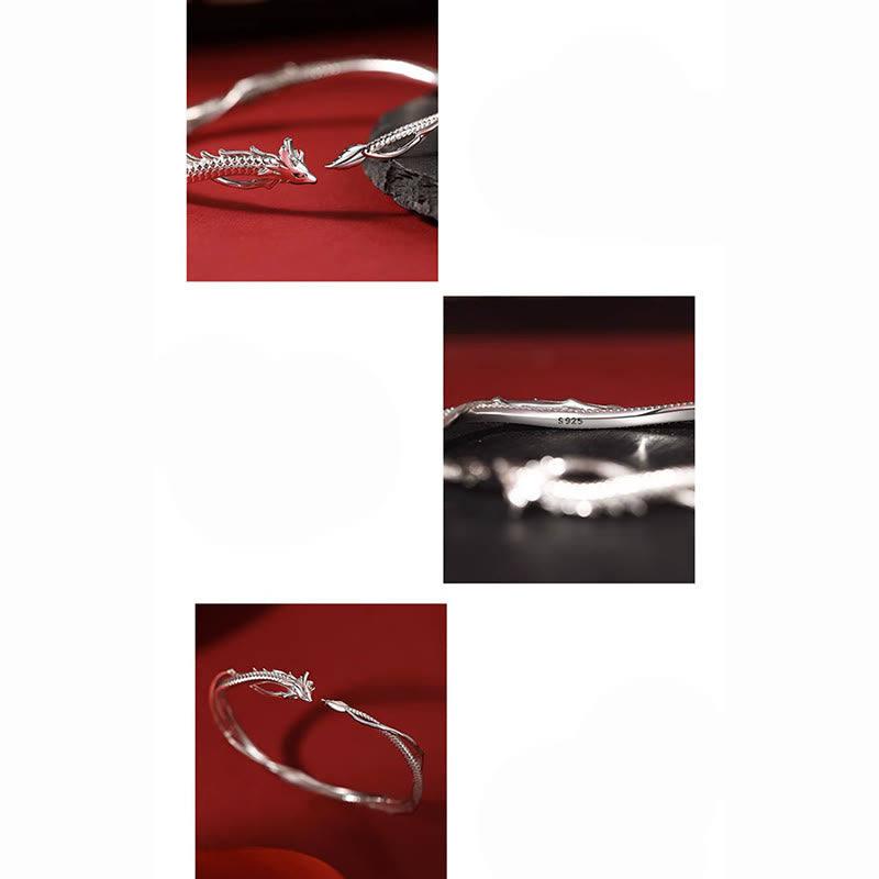 Buddha Stones 925 Sterling Silver Year of the Dragon Design Luck Metal Cuff Bracelet Bangle - image 9