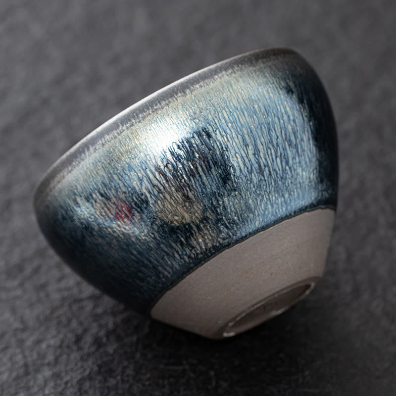 Buddha Stones Vintage Chinese Silver Blue Jianzhan Kiln Change Porcelain Teacup Kung Fu Tea Cup - image 3