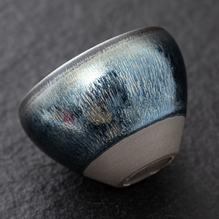 Buddha Stones Vintage Chinese Silver Blue Jianzhan Kiln Change Porcelain Teacup Kung Fu Tea Cup - image 3