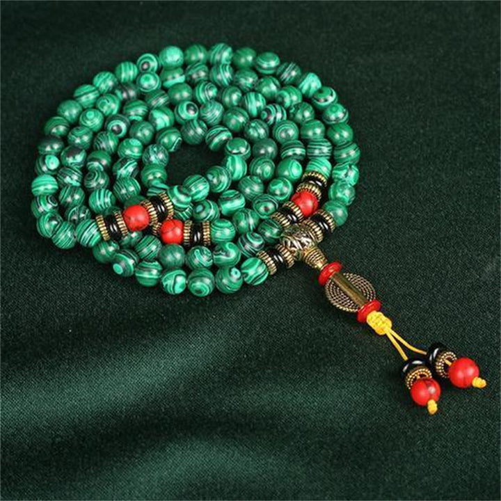 Buddha Stones Tibetan 108 Mala Malachite Beads Bracelet Necklace - image 1