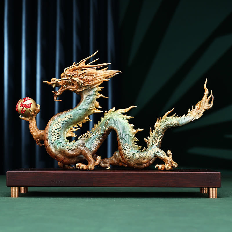 Buddha Stones Year Of The Dragon Auspicious Dragon Brass Copper Luck Success Office Decoration - image 1