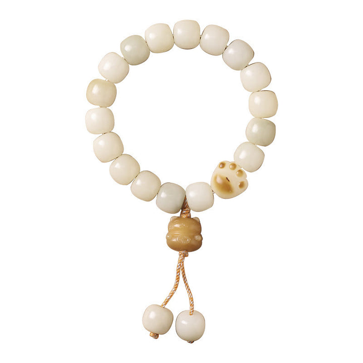Buddha Stones Lucky Cat Bodhi Seed Cat Paw Peace Bracelet - image 9