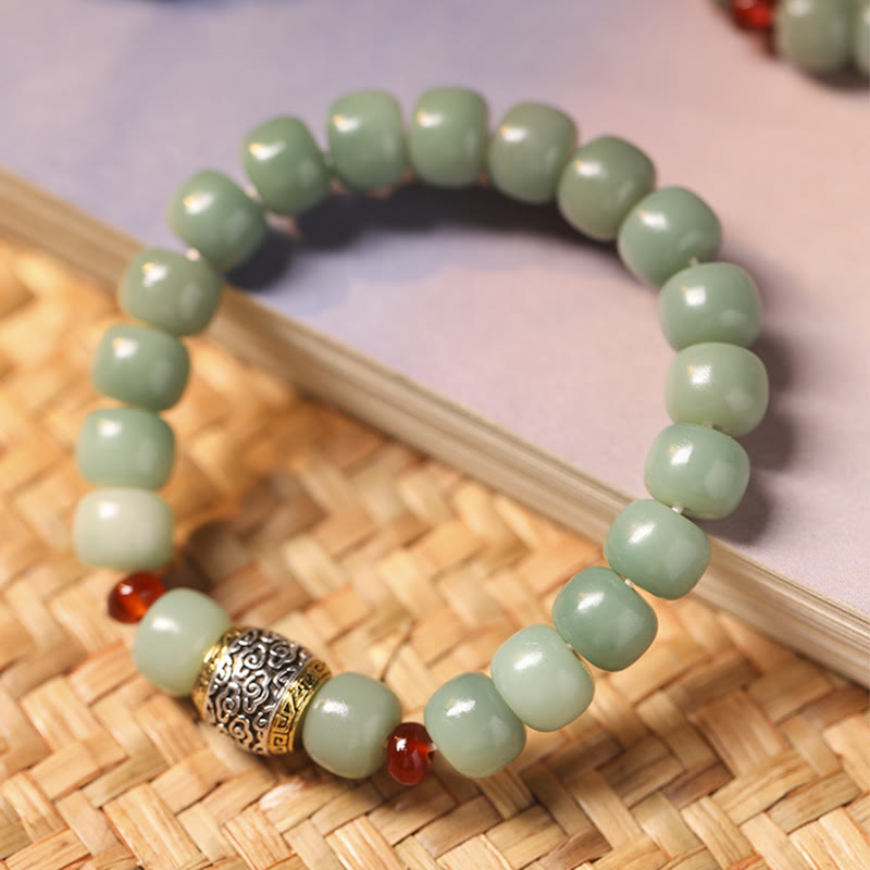 Buddha Stones Bodhi Seed Auspicious Cloud Fu Character Bead Peace Bracelet - image 1