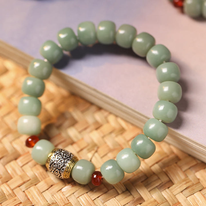 Buddha Stones Bodhi Seed Auspicious Cloud Fu Character Bead Peace Bracelet - image 1