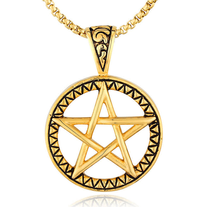 Pentagram Titanium Steel Balance Necklace Pendant - image 6