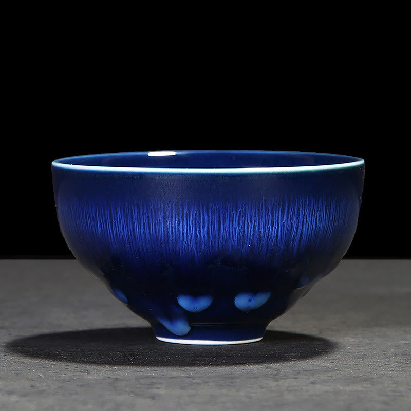 Buddha Stones Chinese Jianzhan Glaze Kiln Change Ceramic Teacup Tenmoku Kung Fu Tea Cup - Blue - 8.4cm*4.8cm*110ml - image 5