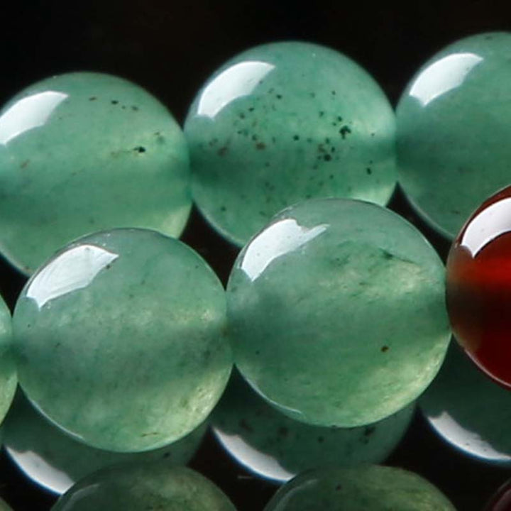 Buddha Stones 108 Beads Green Aventurine Red Agate Luck Mala Bracelet - image 11