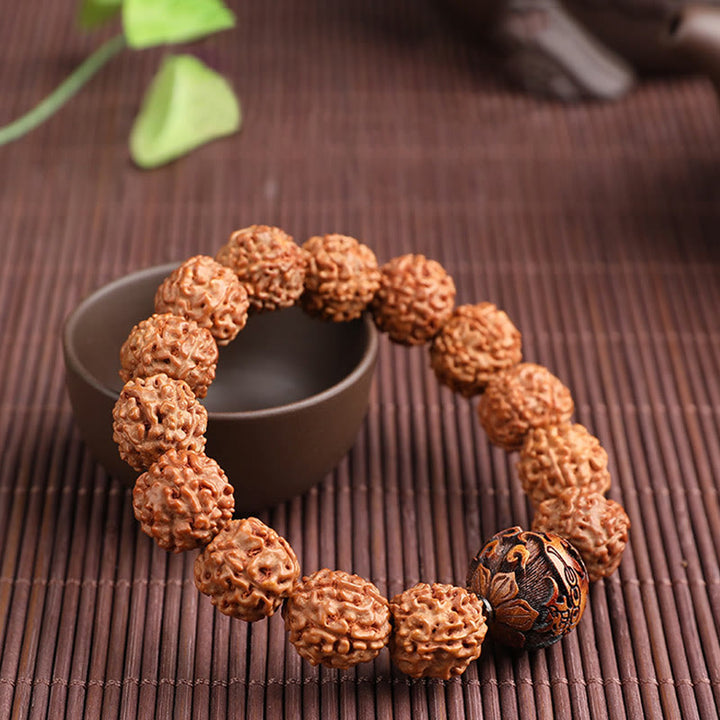Buddha Stones Tibet Rudraksha Bodhi Seed PiXiu Copper Coin Wealth Luck Bracelet - image 2