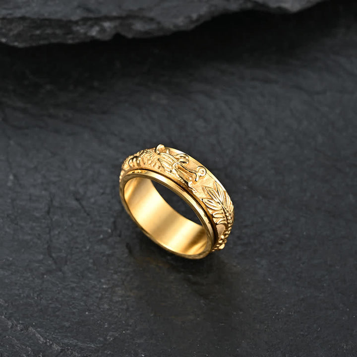 Buddha Stones Dragon Titanium Steel Stimulation Rotatable Ring - image 6