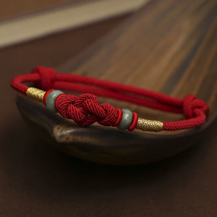 Buddha Stones Red String Jade Luck Fortune Knot Braided Couple Bracelet - image 11