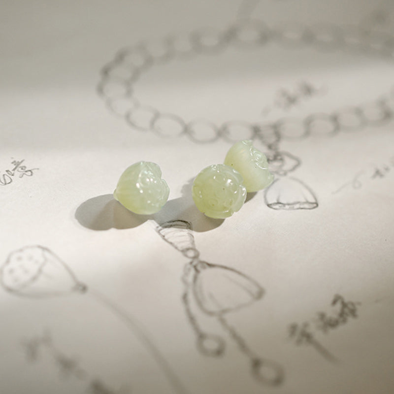 Buddha Stones White Agate Jade Lotus Protection Bracelet - image 8