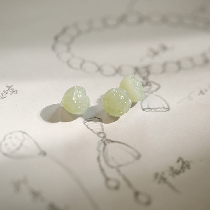 Buddha Stones White Agate Jade Lotus Protection Bracelet - image 8