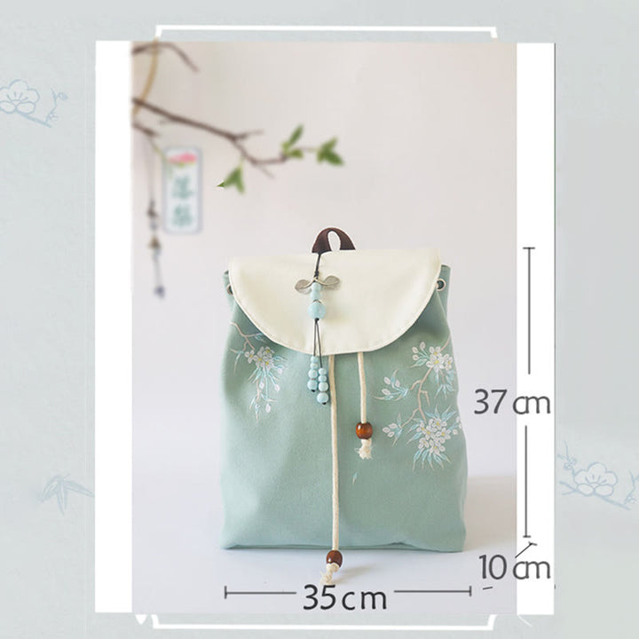 Buddha Stones Handmade Embroidered Large Capacity Canvas Backpack - image 8