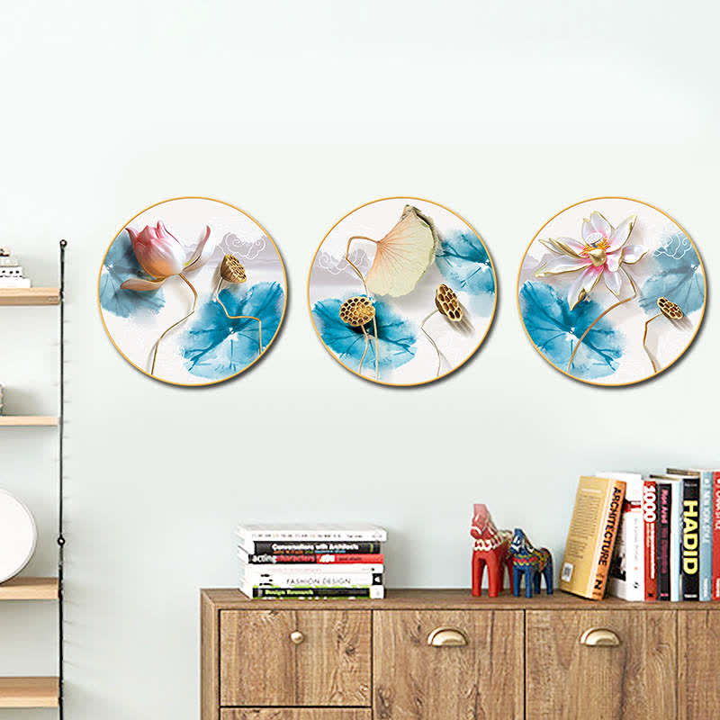 3Pcs Lotus Flower Meditation Enlightenment Wall Art Stickers - image 1