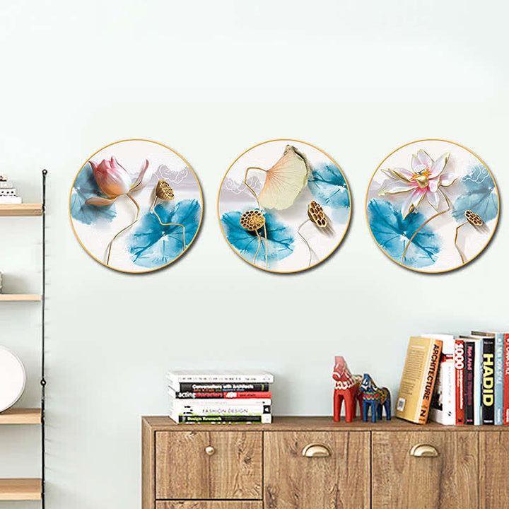 3Pcs Lotus Flower Meditation Enlightenment Wall Art Stickers - image 1