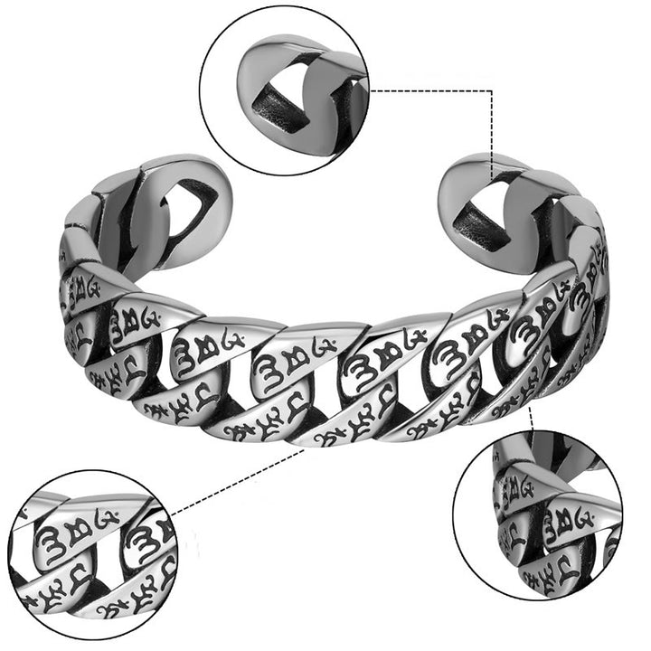 Buddha Stones Tibetan Om Mani Padme Hum Mantra Titanium Steel Peace Cuf Bangle Bracelet - image 6
