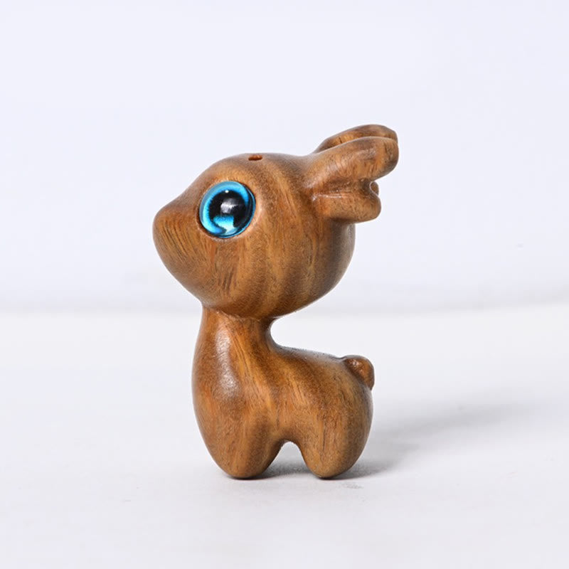 Buddha Stones Small Leaf Red Sandalwood Ebony Wood Sandalwood Green Sandalwood Lucky Mini Deer Protection Decoration - Green Sandalwood Deer 3.6*2.5*2cm - image 11