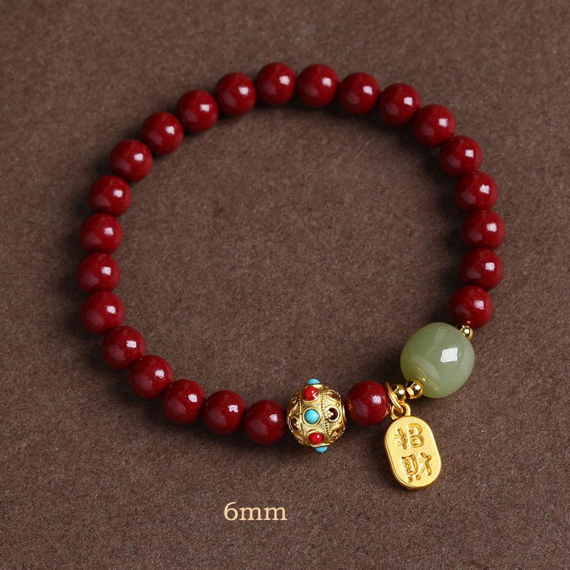 Buddha Stones Cinnabar Green Aventurine Fortune Protection Charm Bracelet - Purple Sand - 6mm - image 2