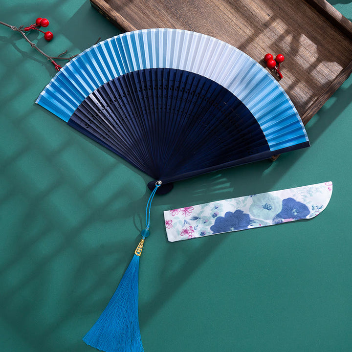 Buddha Stones Gradient Handheld Bamboo Folding Fan - image 19