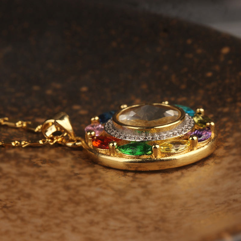 Buddha Stones Colorful Zircon Copper Wealth Luck Rotation Bracelet Necklace Pendant - image 6