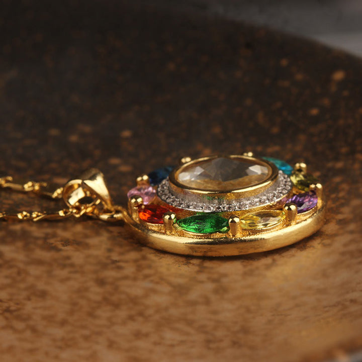 Buddha Stones Colorful Zircon Copper Wealth Luck Rotation Bracelet Necklace Pendant - image 6