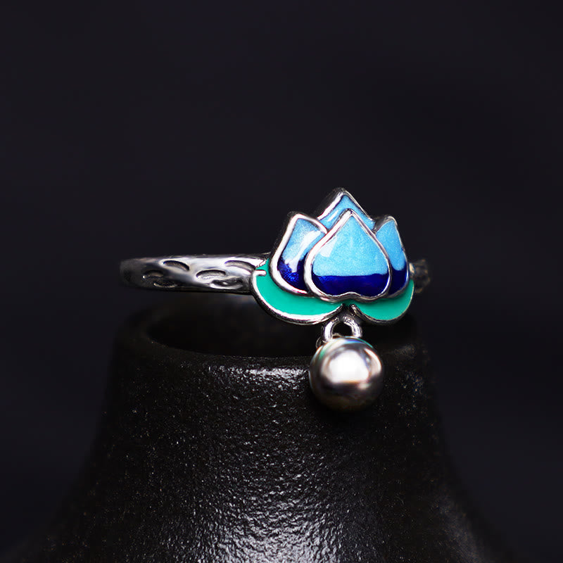 Buddha Stones Lotus Flower Pattern Enlightenment Ring - image 0