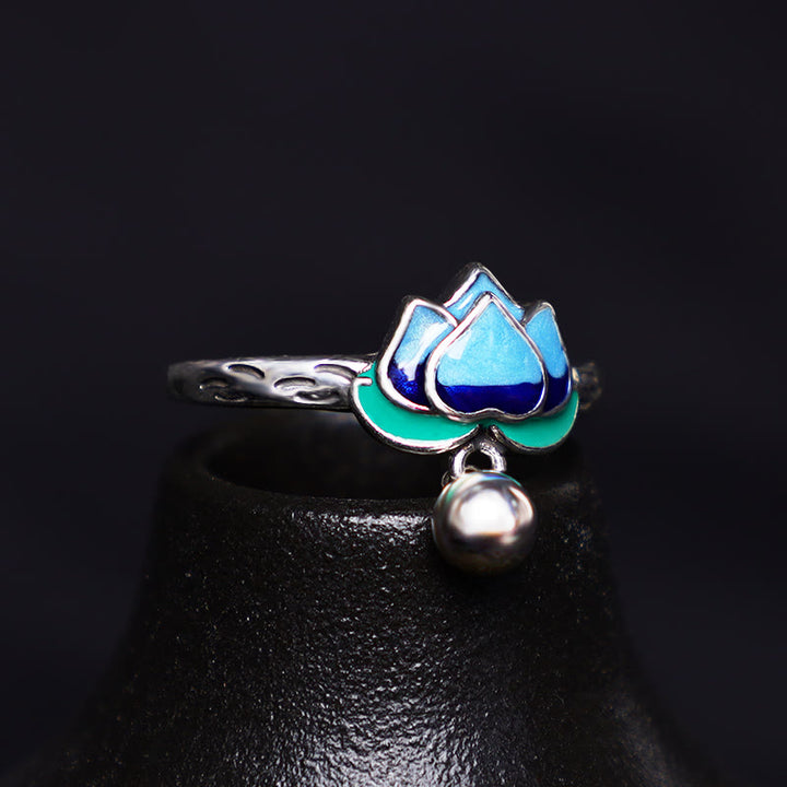 Buddha Stones Lotus Flower Pattern Enlightenment Ring - image 0