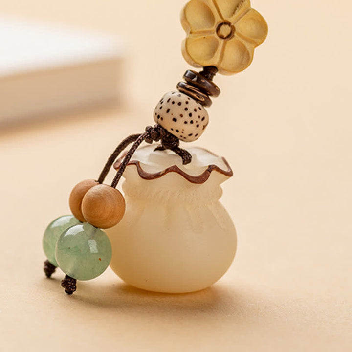 Buddha Stones Natural Bodhi Seed Money Bag Flower Blessing Prosperity Keychain - image 6