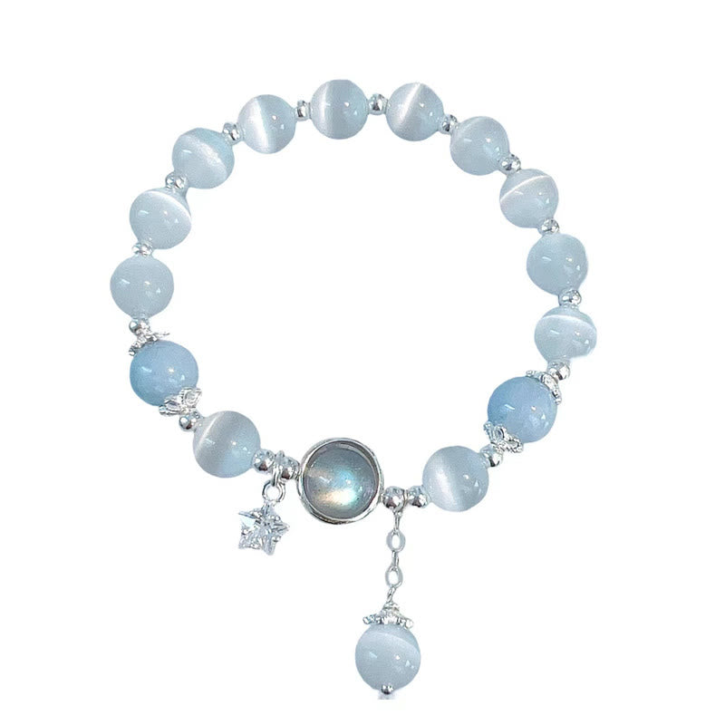 Buddha Stones Cat's Eye Moonstone Butterfly Star Charm Support Bracelet - image 22