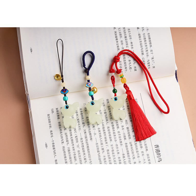 Buddha Stones Mini Cute Deer Glowstone Luminous Lucky Deer Energy Key Chain Phone Car Hanging Decoration - image 14