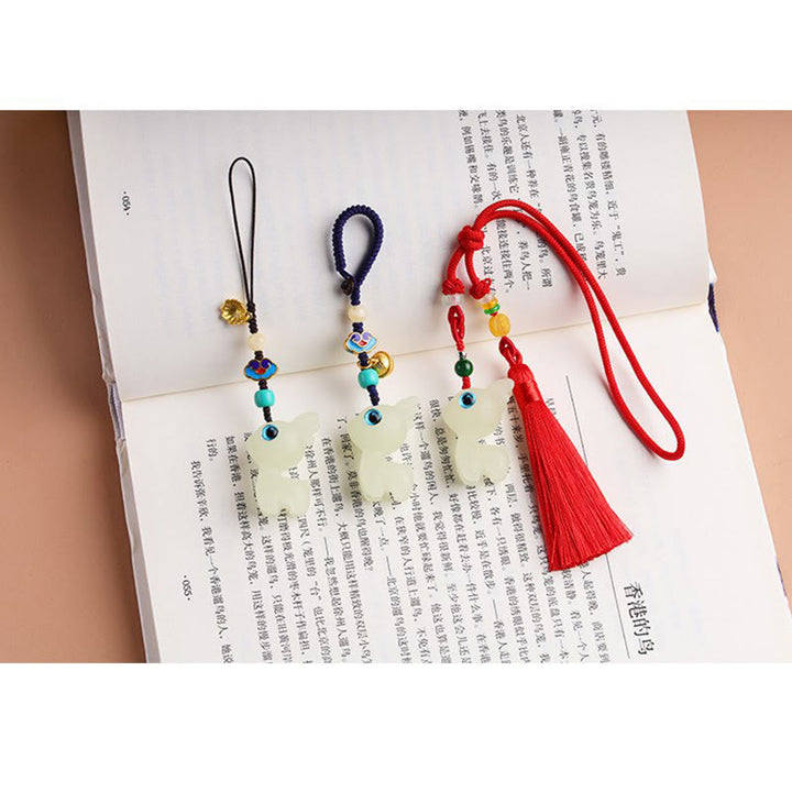 Buddha Stones Mini Cute Deer Glowstone Luminous Lucky Deer Energy Key Chain Phone Car Hanging Decoration - image 14