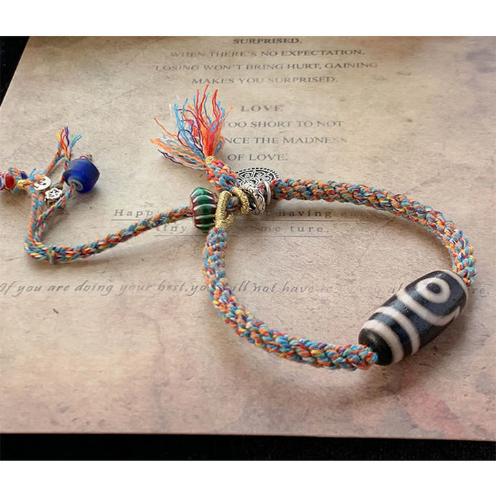 Buddha Stones Tibetan 925 Sterling Silver Om Mani Padme Hum Handmade Dzi Bead Protection Braid Bracelet - image 12