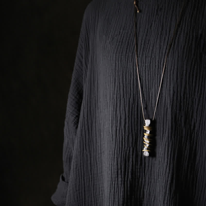 Buddha Stones Tibet Ebony Wood Copper Balance Peace Necklace Pendant - image 11