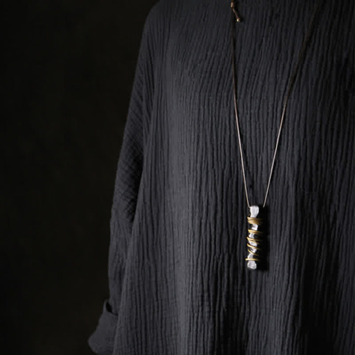 Buddha Stones Tibet Ebony Wood Copper Balance Peace Necklace Pendant - image 11