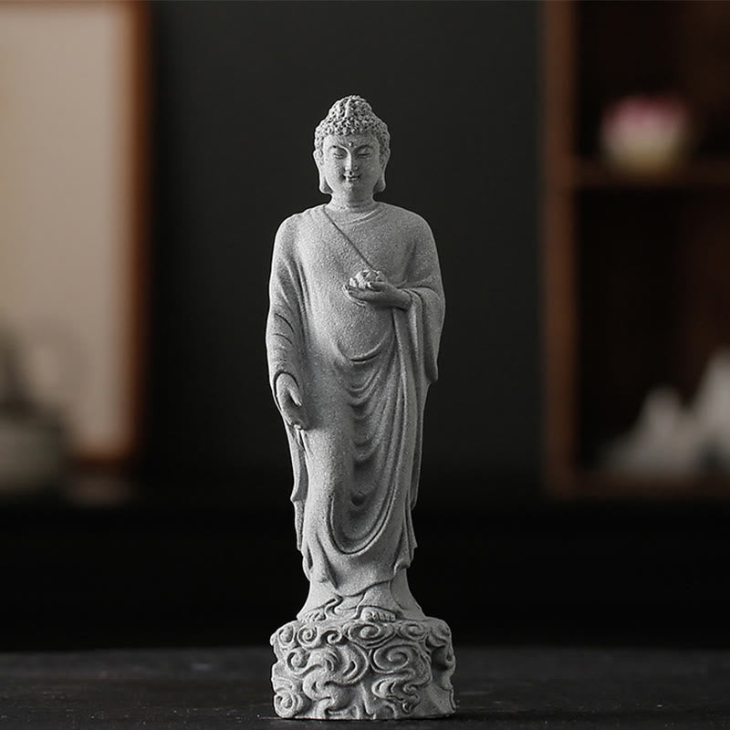 Buddha Stones Meditation Buddha Auspicious Clouds Design Serenity Home Decoration - Buddha 6*6*20cm - image 0