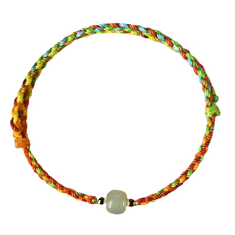 Buddha Stones Colorful Rope Luck Jade Bead Abundance Bracelet - image 4